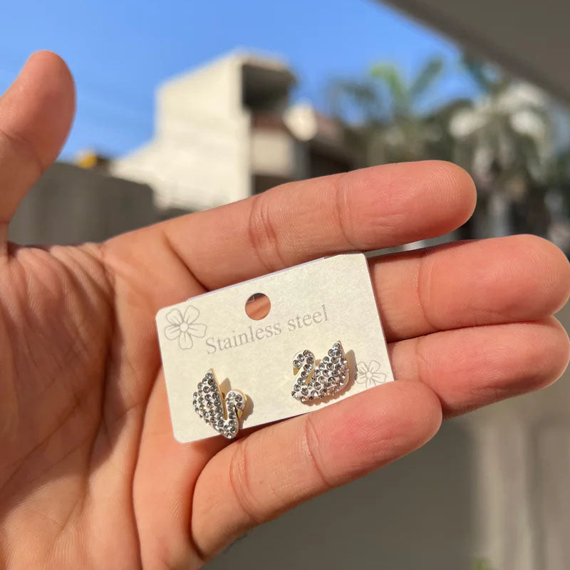 Stainless White Swan Earrings