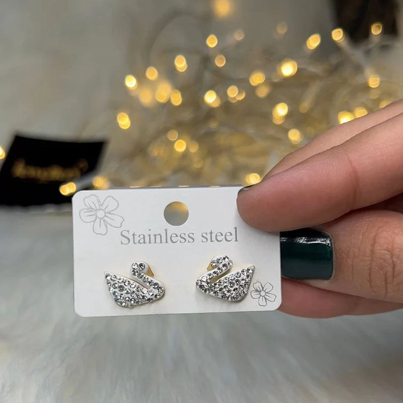 Stainless White Swan Earrings
